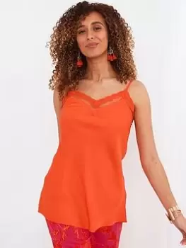 Joe Browns Lace Trim Cami Vest Orange, Size 12, Women