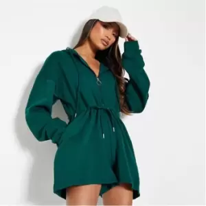 image of I Saw It First Brushback Hooded Toggle Waist Playsuit - Green