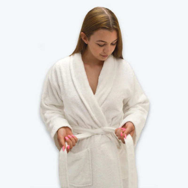 Image of Allure Bath Fashions Hotel Luxury Unisex Towelling Bathrobe - White, S/m