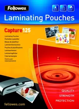 Image of Fellowes Glossy 125 Micron Card Laminating Pouch - 75x105mm