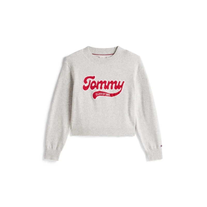 Image of Tommy Hilfiger Kids Logo Crew-Neck Sweatshirt Lt Grey Heather female 7-8 (S)