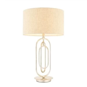 Image of 1 Light Table Lamp Antique Silver Leaf, Natural Linen Mix, E27
