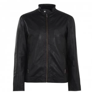 image of Selected Homme Racer Leather Jacket - Black