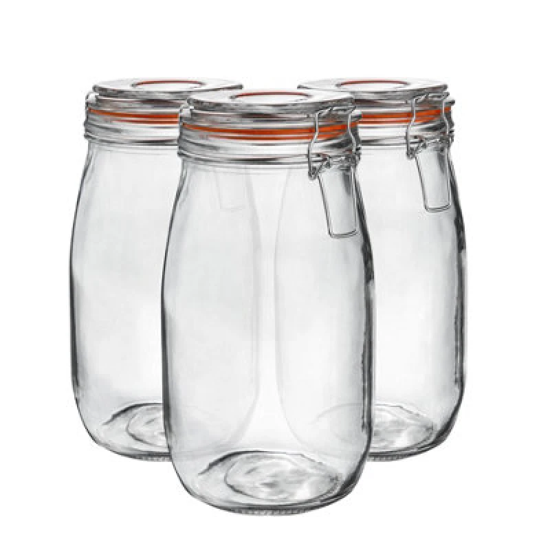 Image of Argon Tableware Glass Storage Jars - 1.5 Litre - Pack of 3 Orange