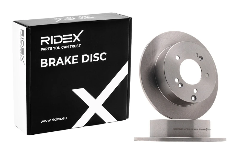Image of RIDEX 82B0502 Brake disc Rear Axle, solid, Cast Iron, Uncoated, Untreated, without bolts/screws Cast Iron Brake Disc (82)