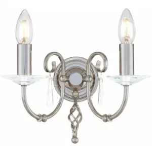 image of Loops - Twin Wall Light Cut Glass Droplets Swirl Finial Polished Nickel LED E14 60W