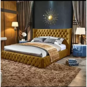 Image of Royale Bed Double Plush Velvet Mustard