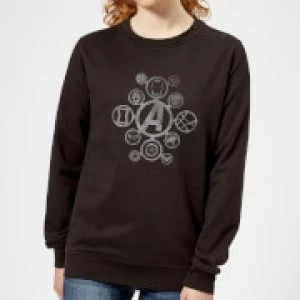 image of Avengers Distressed Metal Icon Womens Sweatshirt - Black