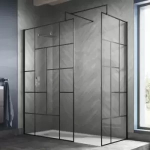 image of Abstract Frame Wetroom Screen with Support Bar 800mm Wide - 8mm Glass - Hudson Reed