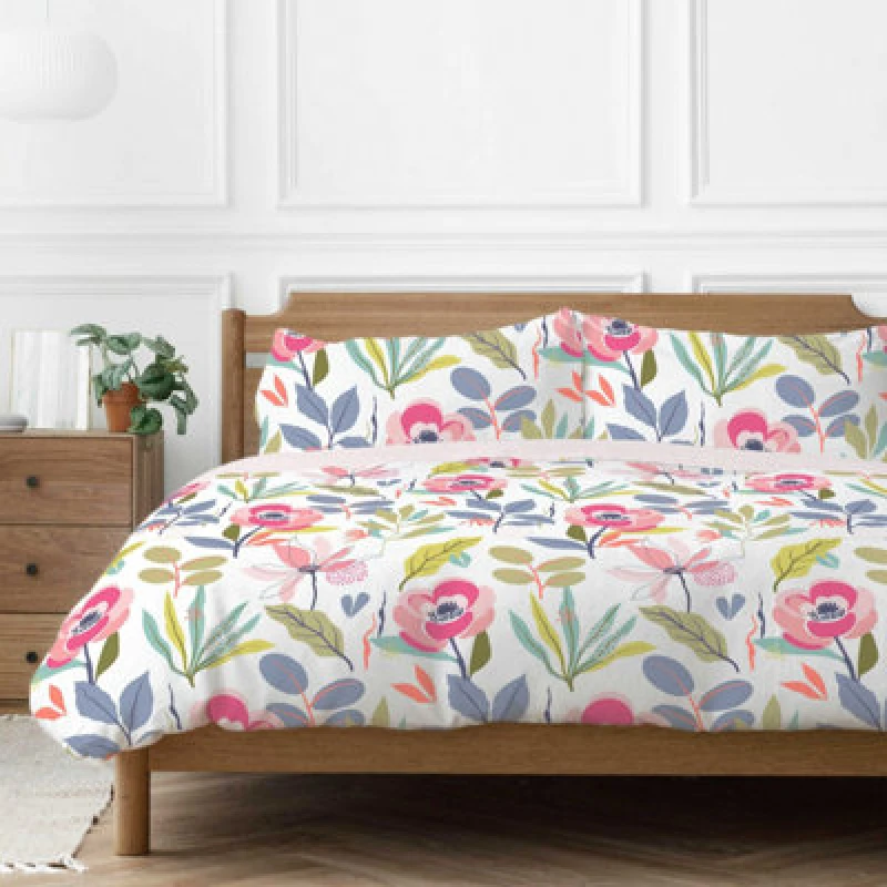 Image of Copenhagen Home Mia Floral Superking Duvet Cover Set With Pillowcases - Bright Multicolour
