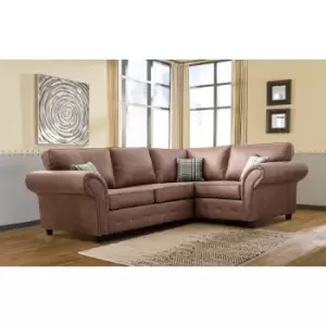 Image of Oakana Luxury Leather RHF Corner Sofa - Brown - Brown