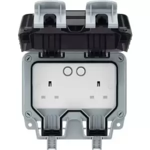 Image of Bg 13A 2 Gang Outdoor Smart Weatherproof Switched Socket Grey