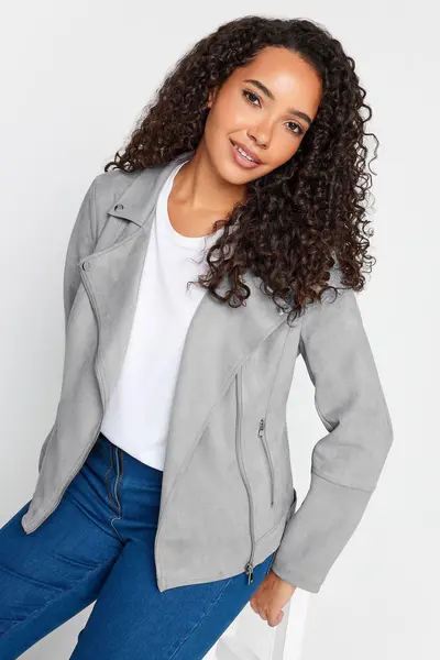 image of M&Co Faux Suede Jacket Grey