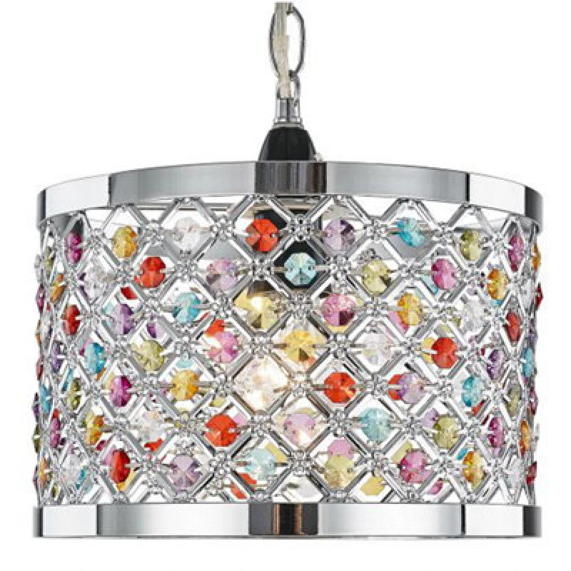Image of Happy Homewares Modern Sparkly Ceiling Pendant Light Shade With Multi-Coloured Beads