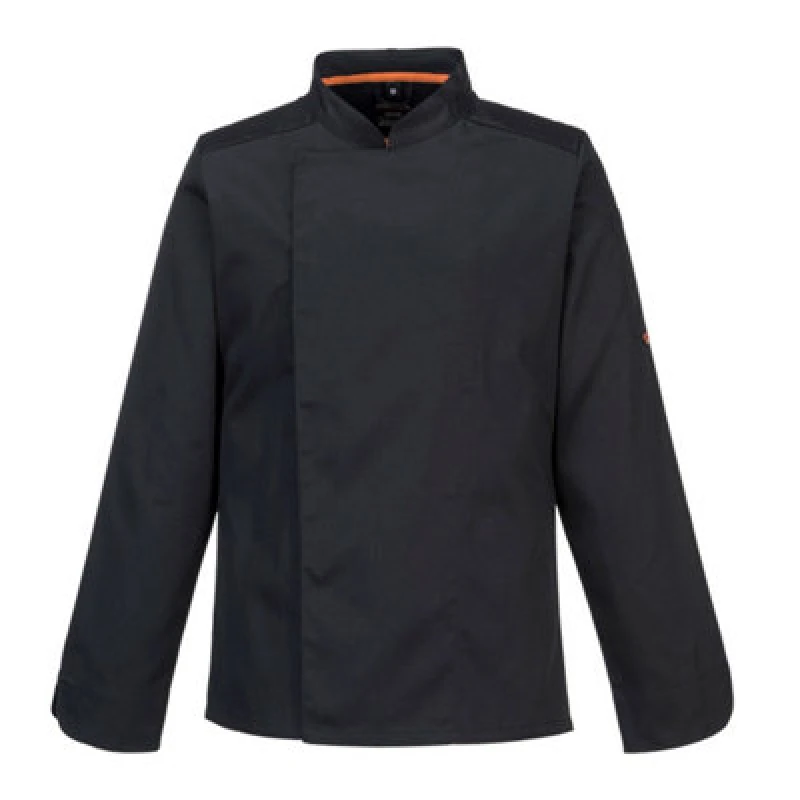 Image of Portwest MeshAir Pro Long Sleeve Chefs Jacket C838BKRL Colour: Black