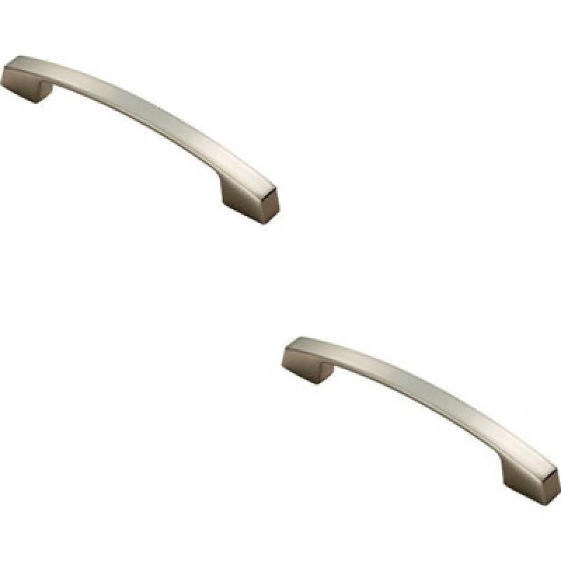 Image of Loops 2x Curved Bridge Pull Handle 169 x 14mm 128mm Fixing Centres Satin Nickel Metallics unisex