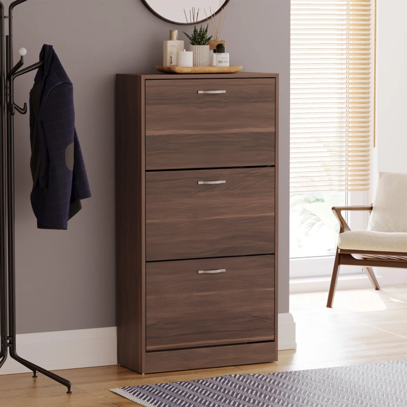 Image of Lassic Vida Designs 3 Drawer Shoe Cabinet Walnut unisex 3 Drawer