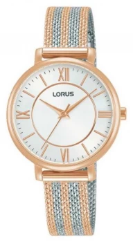 image of Lorus womens White Dial Two Tone Mesh Bracelet RG216TX9 Watch