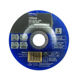 image of Wickes Metal Flat Cutting Disc 115mm - Pack of 5