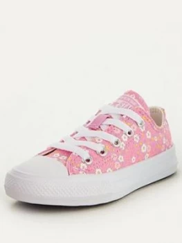 Converse Chuck Taylor All Star Ox Floral Childrens Trainers - Pink/White, Size 12