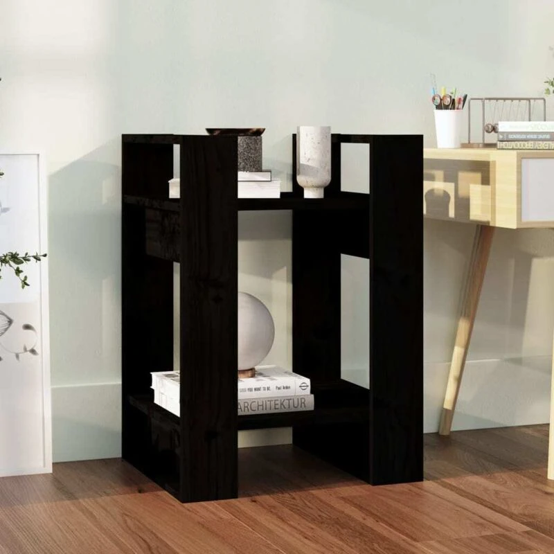 Image of VIDAXL Vidaxl - Book Cabinet/Room Divider Black 41x35x57cm Solid Wood Pine 8720286904961