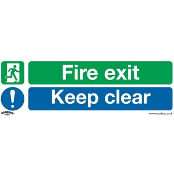 Image of SS18P1 Safe Conditions Safety Sign - Fire Exit Keep Clear - Rigid Plastic - Sealey