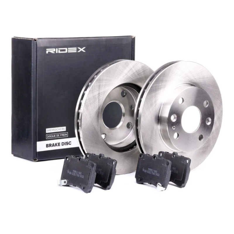 Image of RIDEX 3405B0203 Brake disc and pads set Front Axle, Brake Disc Type: Vented Brake Set,disc brakes (3405)