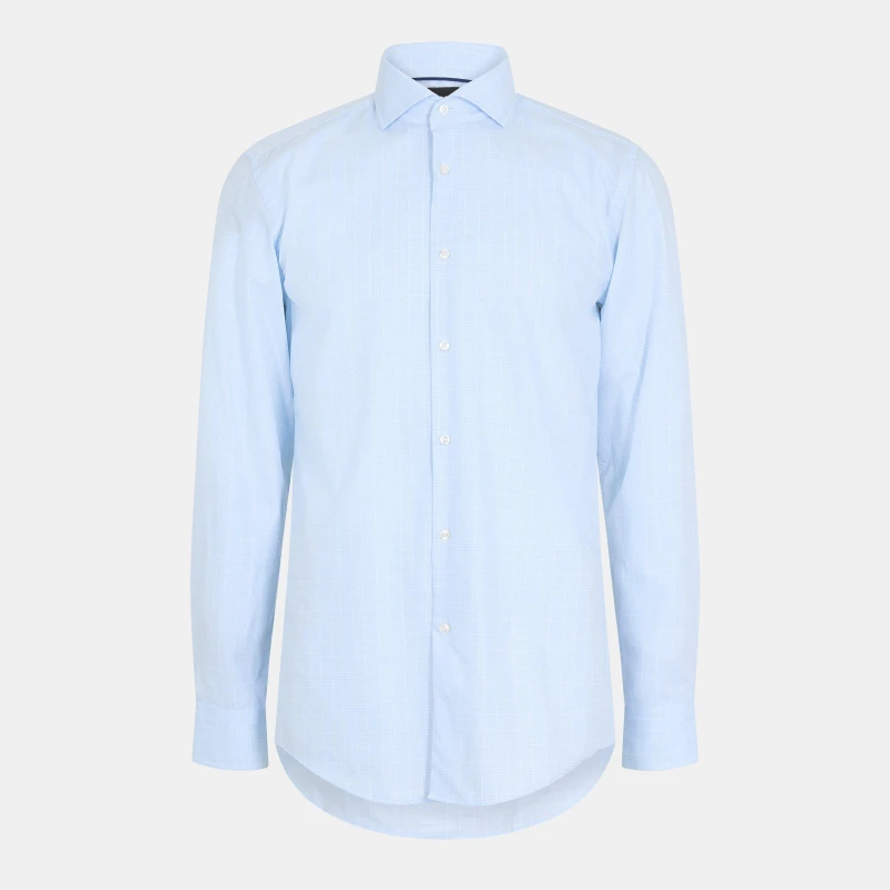 Image of Boss Mens H Hank Spread Long Sleeve Oxford Shirt Blue male 15.7 inch