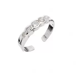 image of Beginnings Sterling Silver Crystal 5 Setting Toe Ring R128C