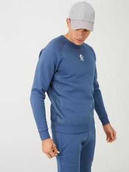 Gym King Overlay Crew Neck Sweatshirt - Airforce Blue