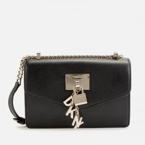 Image of DKNY Womens Elissa Small Shoulder Flap Bag - Black/Gold