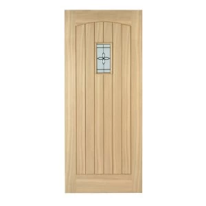 image of Wickes Croft External Cottage Oak Veneer Door Glazed 1981 x 838mm