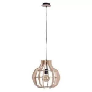 image of Bento Wire Frame Pendant Ceiling Light Black, Wood, 38.5cm, 1x E27