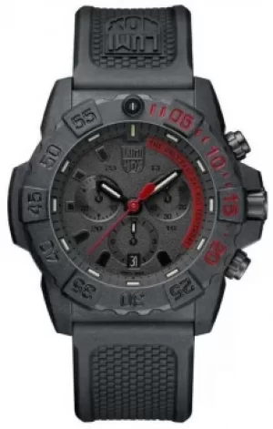 image of Luminox Mens Navy Seal 3580 Chronograph Black/Red With PU Watch