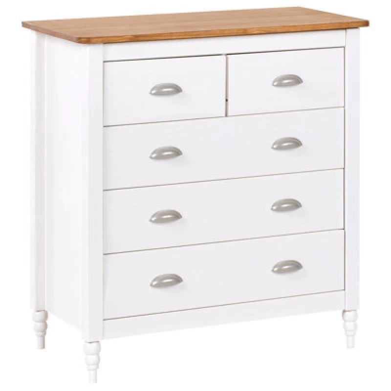Image of Beliani 5 Drawer Chest Shillington Pine Wood White