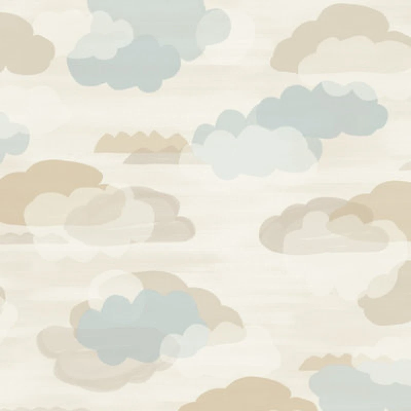 Image of Grandeco Figari Fluffy Clouds Nursery Textured Wallpaper, Neutral