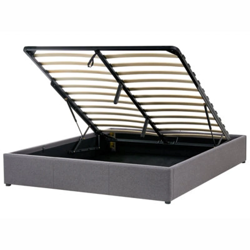 Image of Beliani Ottoman Bed Without Headboard Fabric Dinan 160 X 200 Cm (Eu King Size) Dark Grey