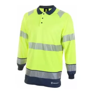 Image of Beeswift - HIVIS TWO TONE POLO SHIRT L/S SAT YELL/NVY 3XL - Saturn Yellow / Navy - Saturn Yellow / Navy