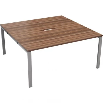 Image of 2 Person Double Bench Desk 1200X800MM Each - Silver/Dark Walnut