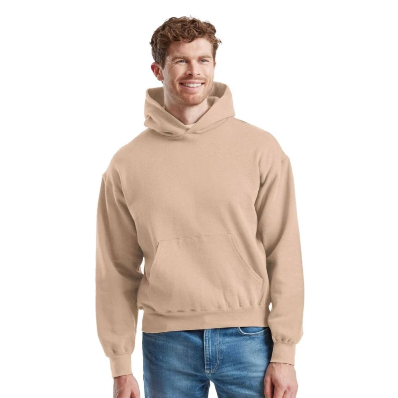 Image of Fruit of the Loom Mens Supercotton Hoodie in Light Beige Size: Large Light Beige Male L
