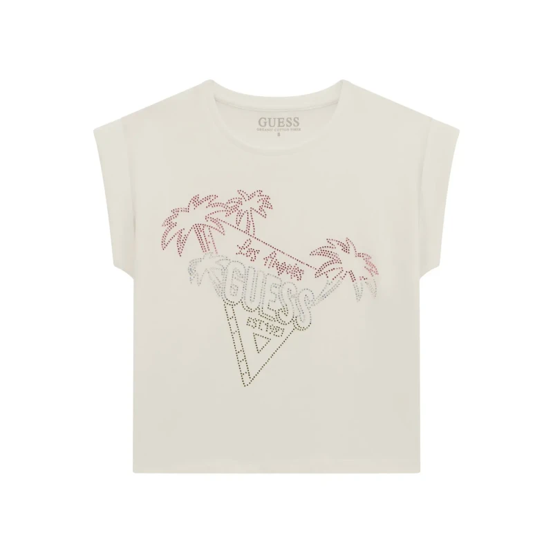 Image of Guess Girl's T-Shirt Guess Midi Blanc Female 8 ans