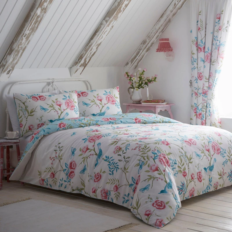 Image of Dreams and Drapes Amelle Reversible Duvet Cover Pillowcase Set Blue