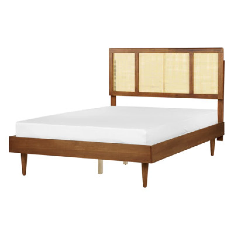 Image of Beliani Bed Rattan Auray 140 X 200 Cm (Eu Double) Brown