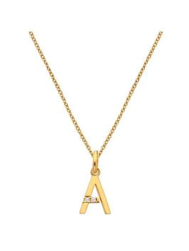 Image of 18ct Gold Plated Sterling Silver Letter F Pendant DP944