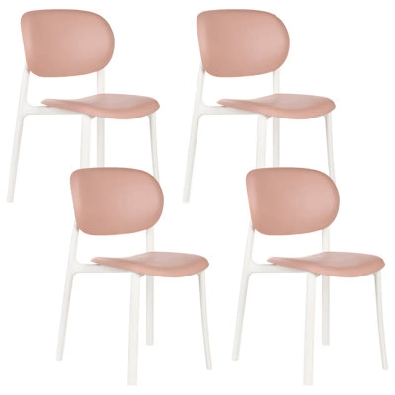 Image of Beliani Set Of 4 Garden Chairs Musano Pastel Pink