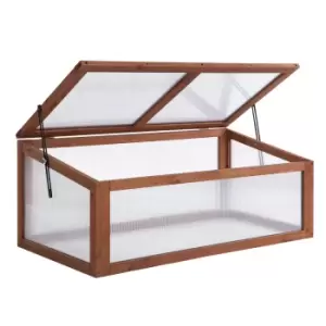 image of Outsunny Square Wooden Outdoor Greenhouse For Plants PC Board 100 x 65 x 40cm