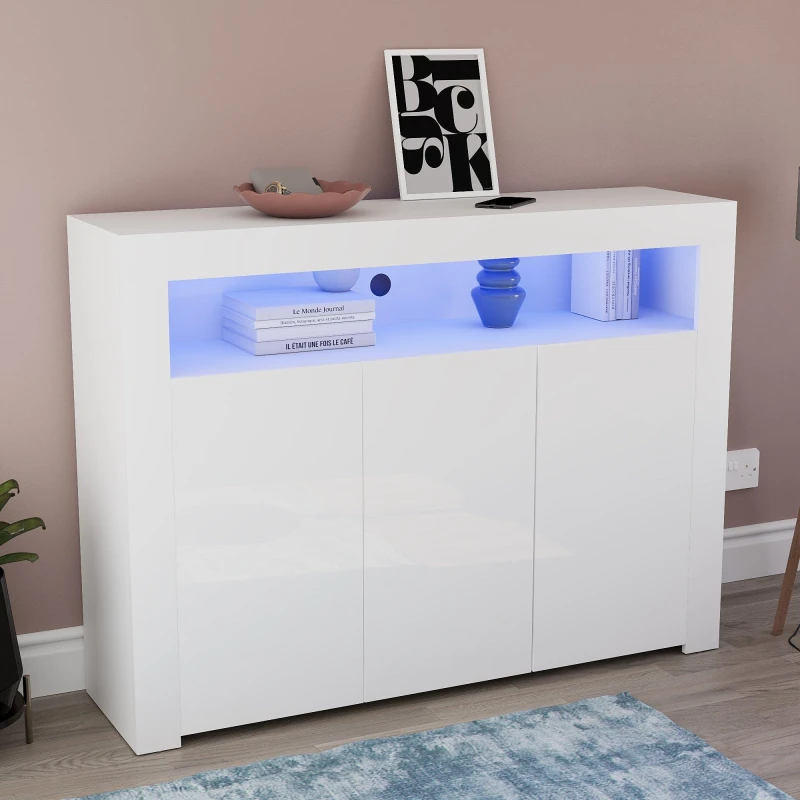 Image of Lassic Vida Designs Nova 3 Door Multi LED Sideboard White unisex 3 Door