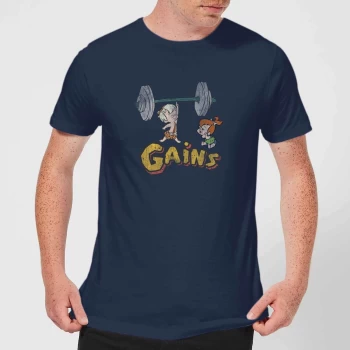 The Flintstones Distressed Bam Bam Gains Mens T-Shirt - Navy - XS