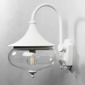 image of Libra Outdoor Classic Dome Down Wall Light - Matt White, IP23