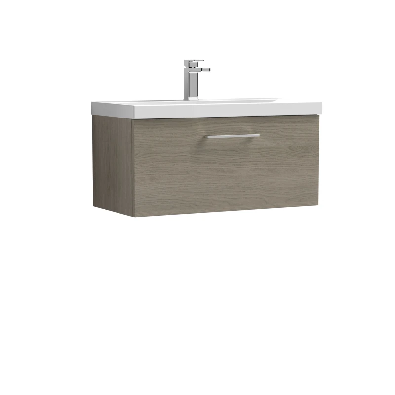 Image of Balterley Wall Hung 2 Drawer Vanity Unit with Mid-Edge Ceramic Basin Brown